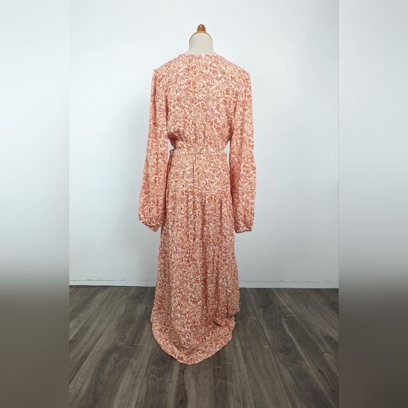 NWT Old Navy Waist Defined Crepe Side Cutout Maxi Pink Ditsy Floral Medium - Picture 8 of 14